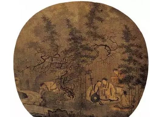 佚名《竹林拨阮图》