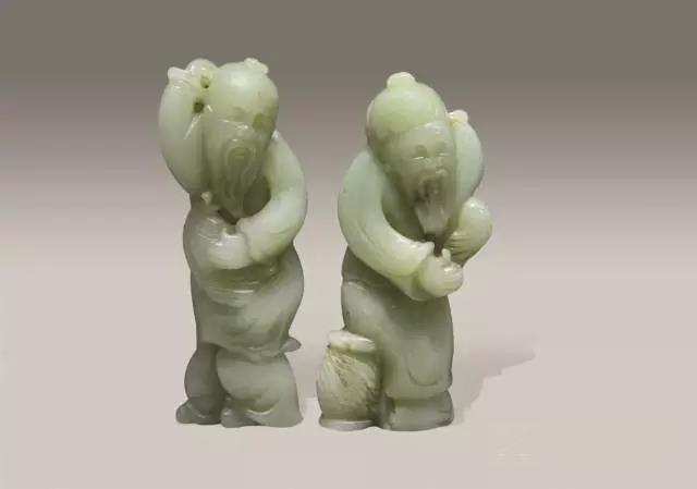 清 和田青白玉 渔翁一对