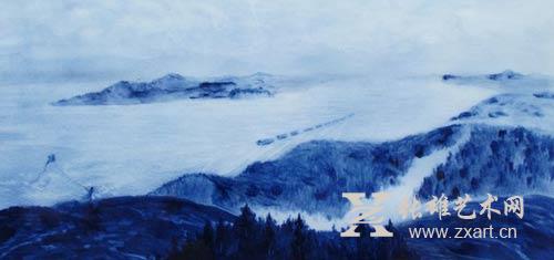 赵传玉水墨青花作品《逝去的梦》