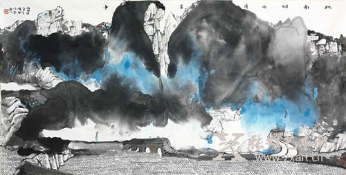 李肇瑜 《江南烟雨诗意中》 138x69cm 李肇瑜 《江南烟雨诗意中》 138x69cm