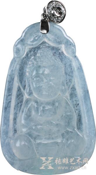 248.观音（47*30*7mm，白金镶钻，老坑冰种） 估价：7，000-8，000