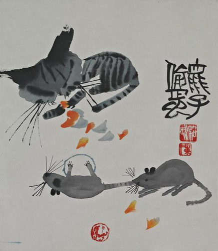 陈笳咏  《鼠子偷蛋》 37×36cm  1988年